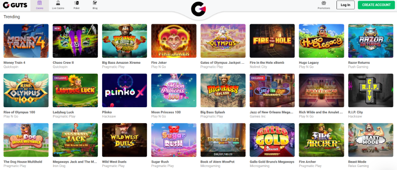 guts online casino games