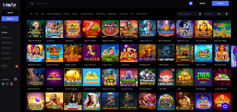 mirax online casino games