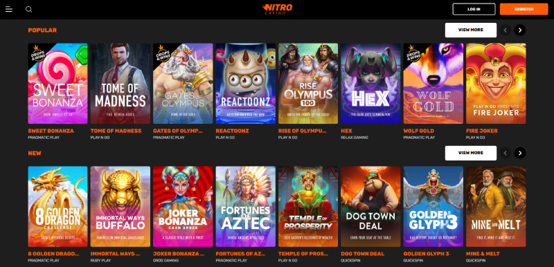 nitro online casino games