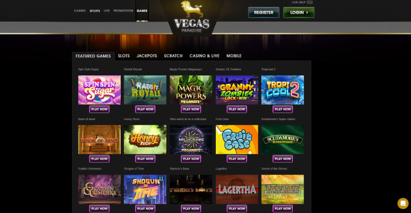 vegas paradise online casino games