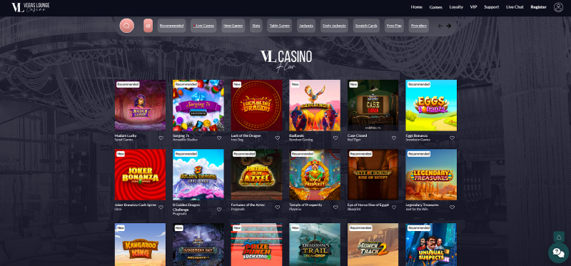 vegas lounge online casino games