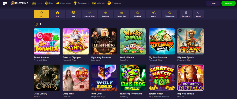 playfina online casino games